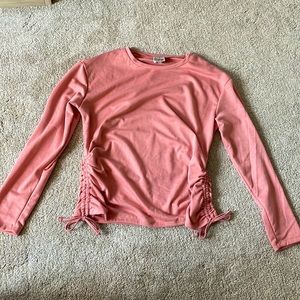 size small, pink, ruched sides